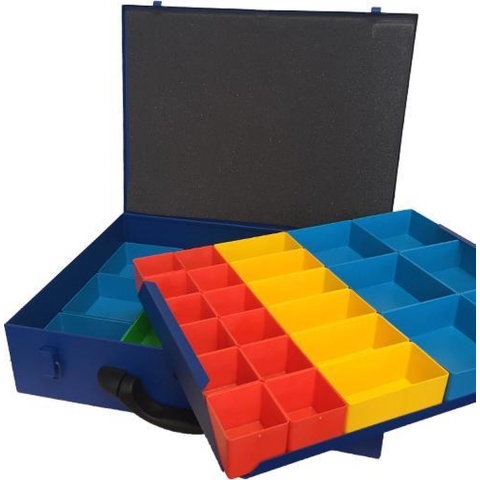 Little Jumbo Stalen assortimentskoffer 100 mm met 32 inzetbakjes - 2150110032