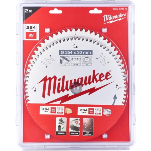 Milwaukee Cirkelzaagblad 254 x 30 mm Twin Pack (2-delig) - 4932479576
