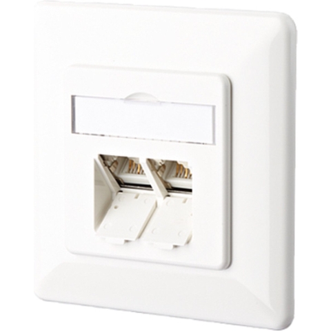 Metz Connect 1307381002-I Netwerkdoos Inbouw (in muur) Inzet met centraalstuk en frame CAT 6 2 poorten Zuiver wit