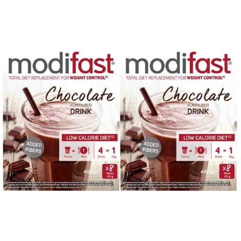 2x Modifast Intensive Milkshake Chocolade 8 x 55 gr