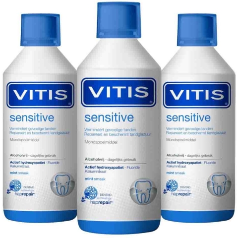 3x Vitis Mondwater Sensitive 500 ml
