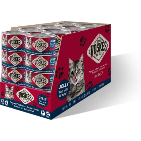 24x Voskes Kattenvoer Nat Tonijn met Tandbaars 85 gr
