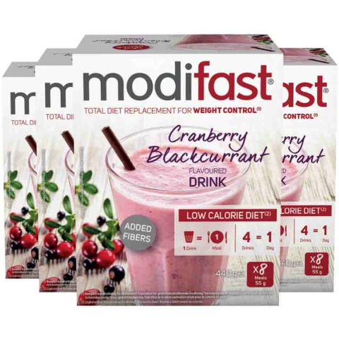 4x Modifast Intensive Milkshake Cranberry 8 x 55 gr