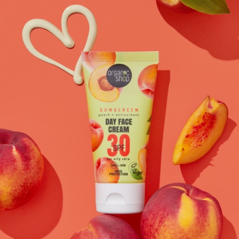 3x Organic Shop Zonnebrandcréme Gezicht SPF 30 Vette huid 50 ml