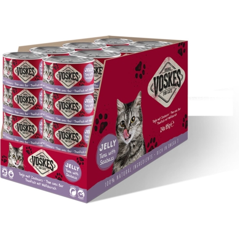 24x Voskes Kattenvoer Nat Tonijn met Zeebaars 85 gr