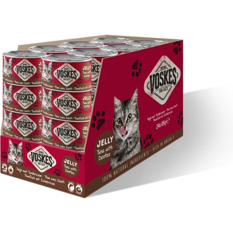 24x Voskes Kattenvoer Nat Tonijn met Tandbrasem 85 gr