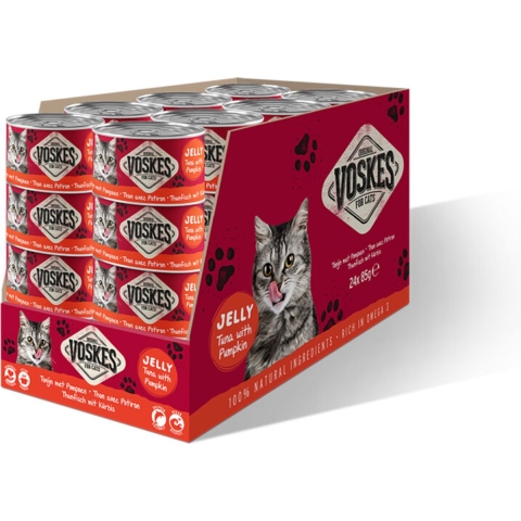 24x Voskes Kattenvoer Nat Tonijn met Pompoen 85 gr
