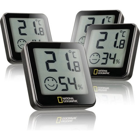 NATIONAL GEOGRAPHIC Tempy Thermo/Hygrometer, set van 4