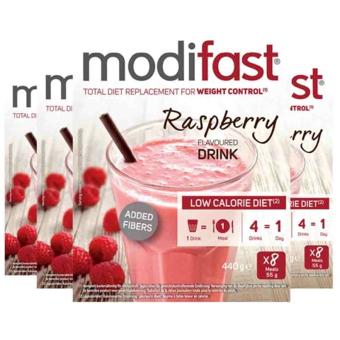 4x Modifast Intensive Milkshake Raspberry 8 x 55 gr