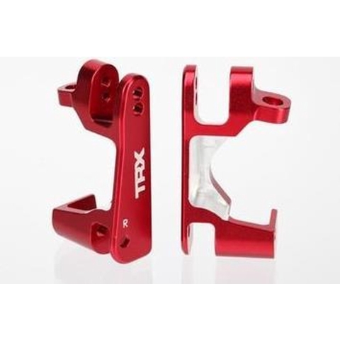 Caster blocks (c-hubs), aluminum, left & right (red-anodized) (TRX-6832R)