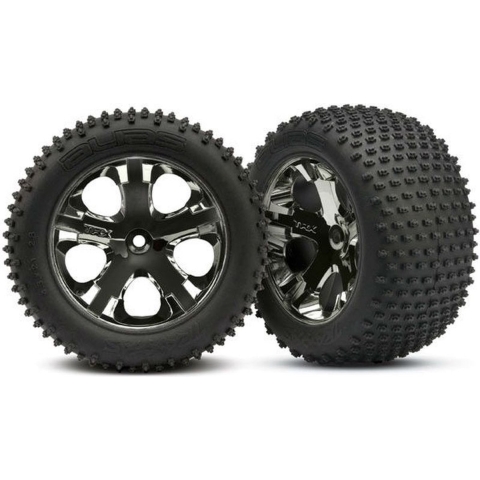 Tires & wheels, assembled, glued (2.8") (all-star black chrome wheels, alias tires, foam inserts) (rear) (2)