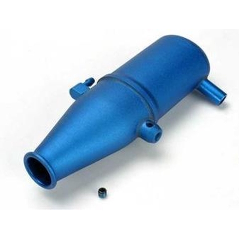 Tuned pipe, aluminum, blue-anodized (dual chamber with pressure fitting)/ 4mm gs