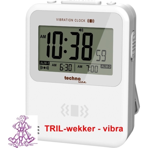 Techno Line WT 350 Wekker Kwarts Wit Alarmtijden 2 Trilalarm