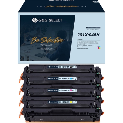 G&G Toner vervangt HP, Canon 201X, 045H Compatibel Zwart, Cyaan, Magenta, Geel GS-H201X-4P