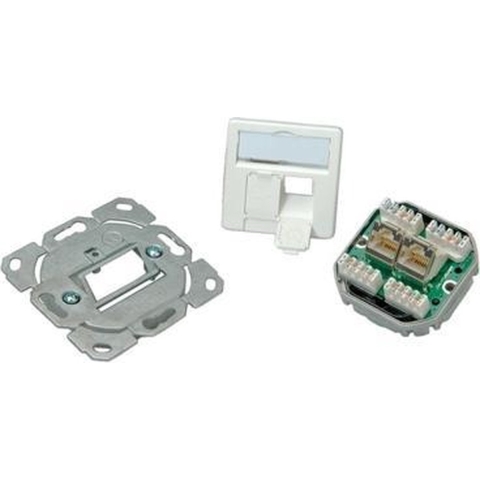 Telegärtner 100022942 Netwerkdoos Inbouw (in muur) Inzet met centraalstuk CAT 6 2 poorten Alpine-wit