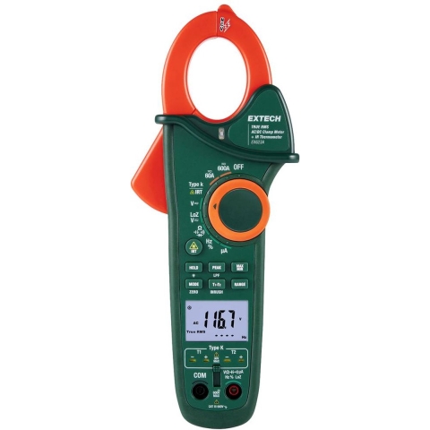Extech Extech EX623A Stroomtang Digitaal IR-thermometer CAT III 600 V Weergave (counts): 6000
