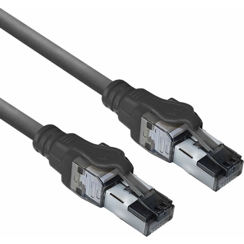 ACT Zwarte 2 meter S/FTP CAT6A IDC 4PPoE / PoE++ 100W LSZH patchkabel snagless met RJ45 connectoren