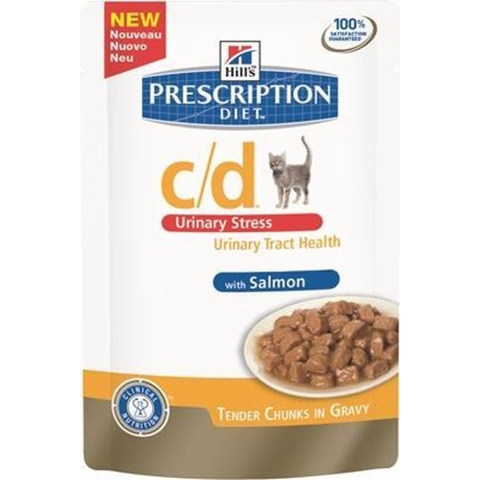 Hill&apos;s Prescription Diet C/D Multicare Stress Urinary Care nat kattenvoer met zalm maaltijdzakje 8 dozen (96 x 85 g)