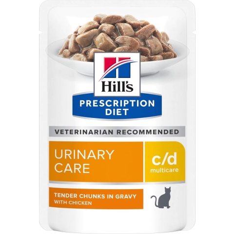 Hill&apos;s Prescription Diet C/D Multicare Urinary Care nat kattenvoer met kip maaltijdzakje multipack 2 dozen (24 x 85 g)