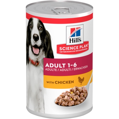 Hill&apos;s Adult nat hondenvoer met kip blik 1 tray (12 x 370 g)