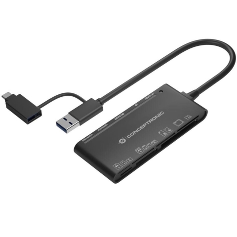Conceptronic StreamVault BIAN03B geheugenkaartlezer USB 3.2 Gen 1 (3.1 Gen 1) Type-A Zwart