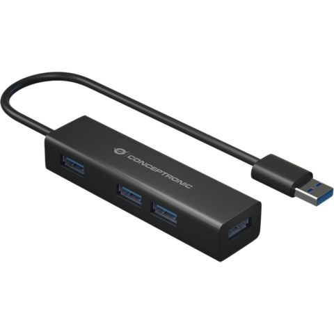 Conceptronic HUBBIES06B interface hub USB 3.2 Gen 1 (3.1 Gen 1) Type-A 5000 Mbit/s Zwart
