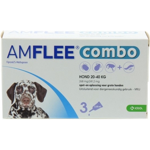 Amflee Combo Spot-On 268 mg hond L 20 - 40 kg 2 x 3 pipetten