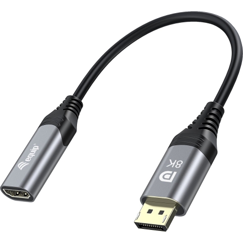 Equip 133446 video kabel adapter 0,15 m DisplayPort HDMI Zwart, Grijs
