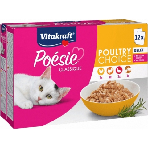 Vitakraft Poésie Classique Poultry Choice in gelei natvoer kat (12 x 85 g) 5 verpakkingen (60 x 85 g)