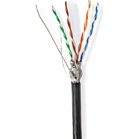 Netwerk Kabel Rol | CAT6 | Solid | S/FTP | CCA | 100.0 m | Buitenshuis | Rond | PE | Zwart | Gift Bo