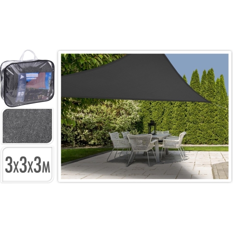 Schaduwdoek driehoek 3x3x3m grijs