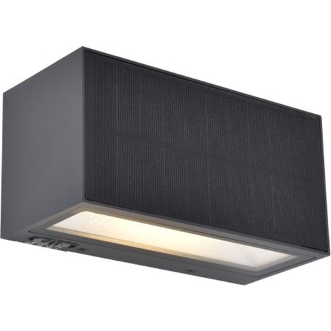 Lutec Inka - Hybride Buiten Wandlamp - 18 X 8 X 8,9 Cm - 9W LED Incl. - IP44 - Donker Grijs