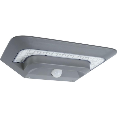 Lutec Ghost Solar - Buiten Wandlamp Met Sensor Op Zonne-energie - 24 X 13 X 6 Cm - 2,4W LED Incl. - IP44 - Zilver Grijs