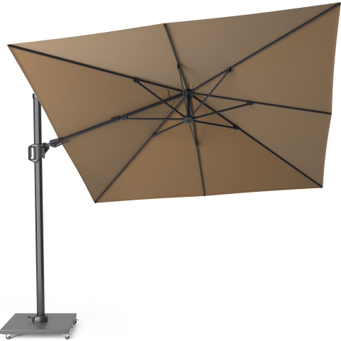 Zweefparasol Challenger Zijwaarts Kantelbaar (T2) 3x3 meter taupe zonwering - Platinum