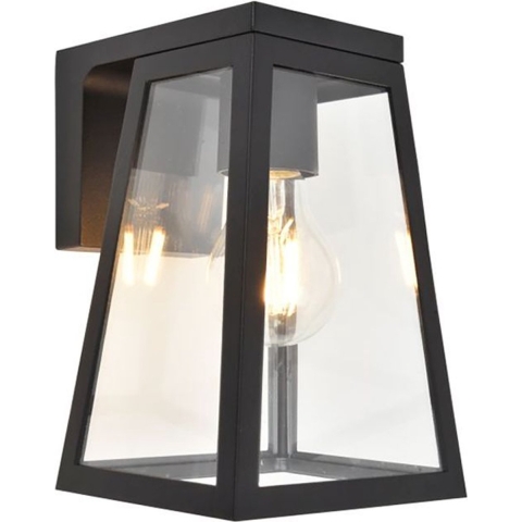 Lutec Fia - Buiten Wandlamp Op Zonne-energie - 16,4 X 14 X 20,7cm - 2W E27 Lamp Inbegrepen - IP44 - Mat Zwart