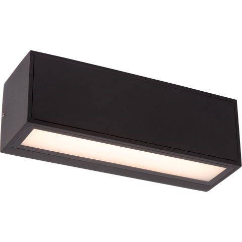 Lucide Sutton - Buiten Wandlamp Met Dag- Nachtsensor Op Zonne-energie - 25,8 X 8,6 X 8,6 Cm - 2W Dimbare LED Incl. - IP54 - Zwart