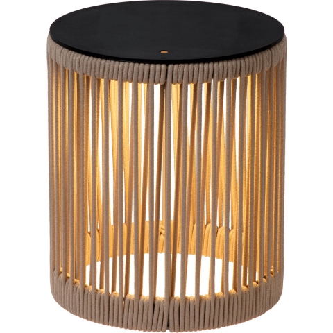Lucide Pingi - Oplaadbare Vloerlamp - Ø 33,5 X 36,5 Cm - 3 Stappen Dimbaar - IP44 - Taupe