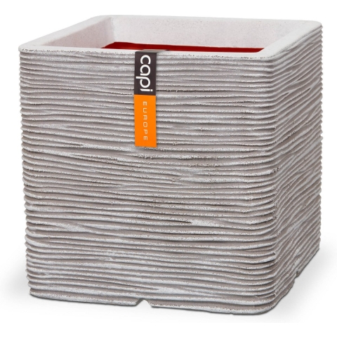 Pot vierkant rib NL 40x40x40 - ivoor - Capi europe