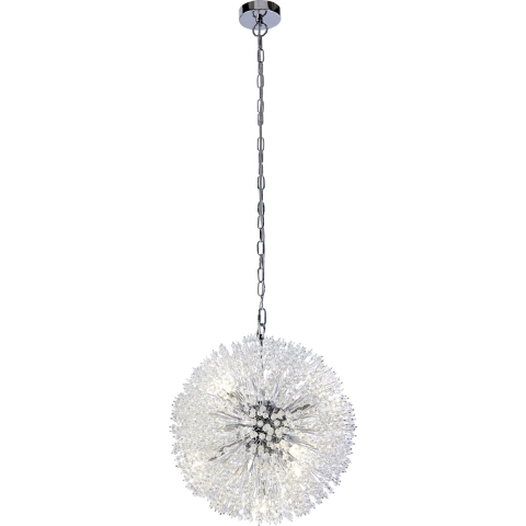 Searchlight Sunburst - Hanglamp - Ø 40 X 150 Cm - Chroom En Transparant