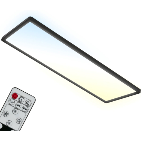 Briloner Leuchten - LED plafondlamp CCT, LED plafondlamp tegenlicht, ultraplat, dimbaar, afstandsbediening, warm wit, neutraal wit, koel wit, zwart