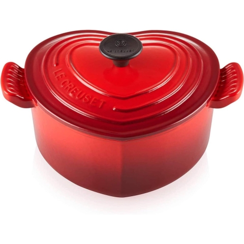 Le Creuset - Braadpan "Hart" in Geëmailleerd Gietijzer met RVS Hartjesknop