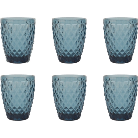 Medard de Noblat - Diamond Drinkglas 22cl Blauw (set van 6)