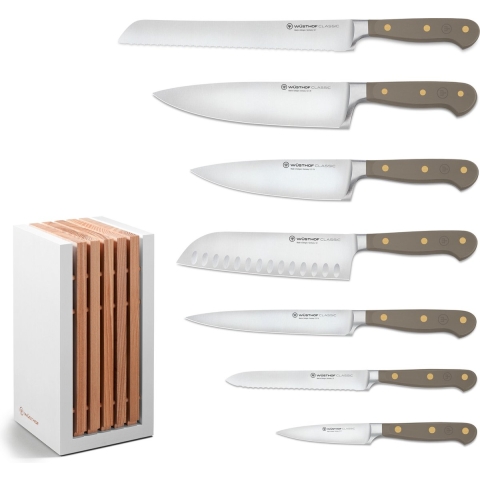 Wusthof - Classic Colour 7-delige messenset met blok Velvet Oyster