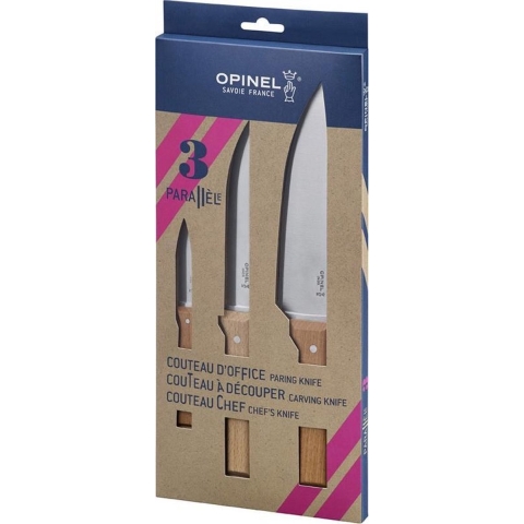 Opinel - Messenset 3delig, Opinel Parallèle, rvs/hout