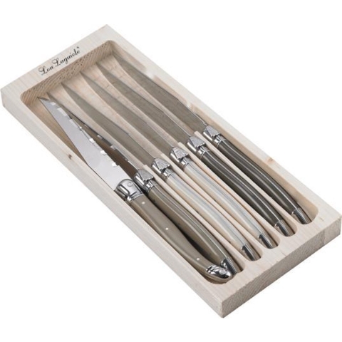 Lou Laguiole - Tradition 6 Steakmessen - Peper/Parel/Taupe
