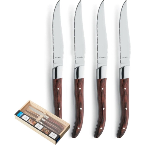 Amefa - Royal Steak 4 Steakmessen - Maroon Brown
