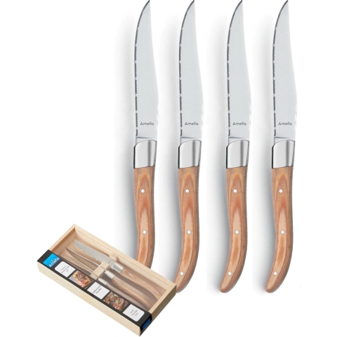 Amefa - Royal Steak 4 Steakmessen - Natural Wood