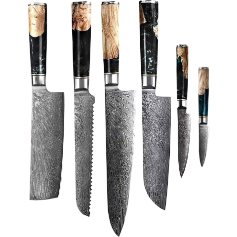 Epoxy Onyx 6-delige Damascus Messenset
