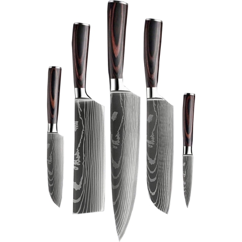 5-delige messenset damascus print