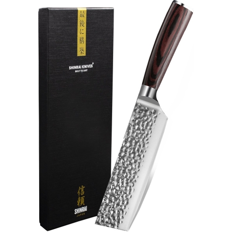 Shinrai Knives - Hammered RVS Nakiri 18 cm